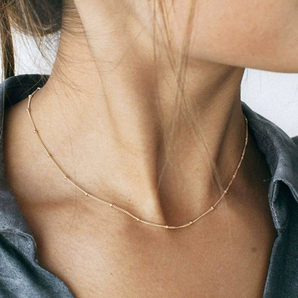 Sexy Simple Ball Chain Short Clavicle Chain Copper Bead Neck Chain Necklace
