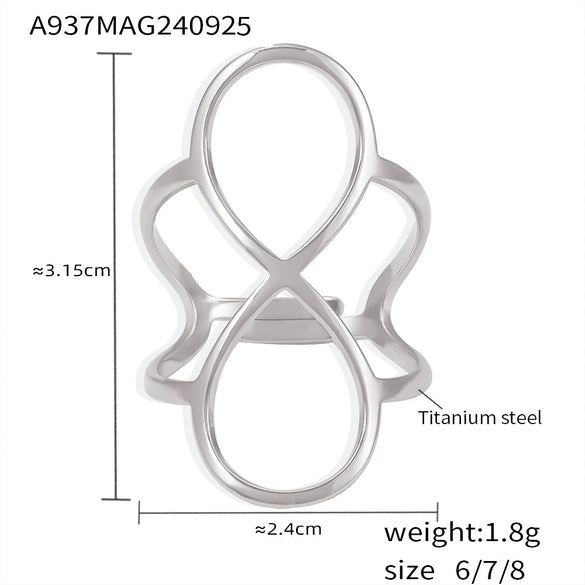 8 Shaped Line Opening Ring Titanium Steel Pvd Plated Simple Cold Style Women's Hand Jewelry With Geometric Design