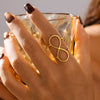 8 Shaped Line Opening Ring Titanium Steel Pvd Plated Simple Cold Style Women's Hand Jewelry With Geometric Design