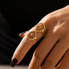 8 Shaped Line Opening Ring Titanium Steel Pvd Plated Simple Cold Style Women's Hand Jewelry With Geometric Design