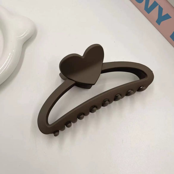 Shark Clip Milk Brown Series Love Semicircle Handmade Simple Hair Clip For Women
