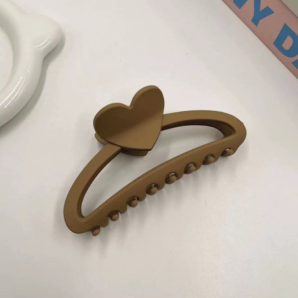 Shark Clip Milk Brown Series Love Semicircle Handmade Simple Hair Clip For Women