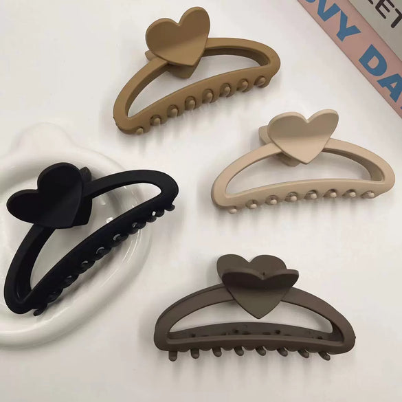 Shark Clip Milk Brown Series Love Semicircle Handmade Simple Hair Clip For Women