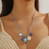 Shell And Ceramic Dopamine Starfish And Fish Pendant Necklace Electroplated Ocean Style For Women