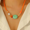 Shell And Ceramic Dopamine Starfish And Fish Pendant Necklace Electroplated Ocean Style For Women