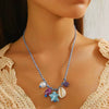 Shell And Ceramic Dopamine Starfish And Fish Pendant Necklace Electroplated Ocean Style For Women