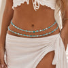Shell And Crystal Seed Bead Layered Body Chain Waist Belt With Lobster Clasp For Women