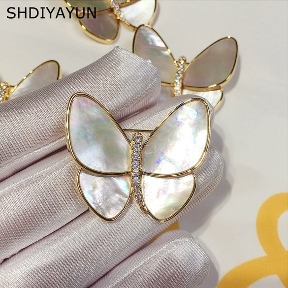 Shell Butterfly Bow Brooch Electroplated Fashion Minimalist Women's Suit Corsage Accessories