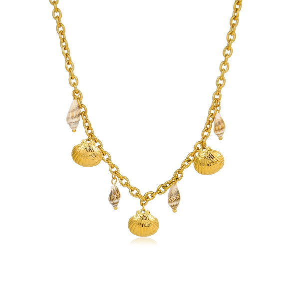 Shell Conch Necklace Stainless Steel 18K Gold Electroplated Natural Style
