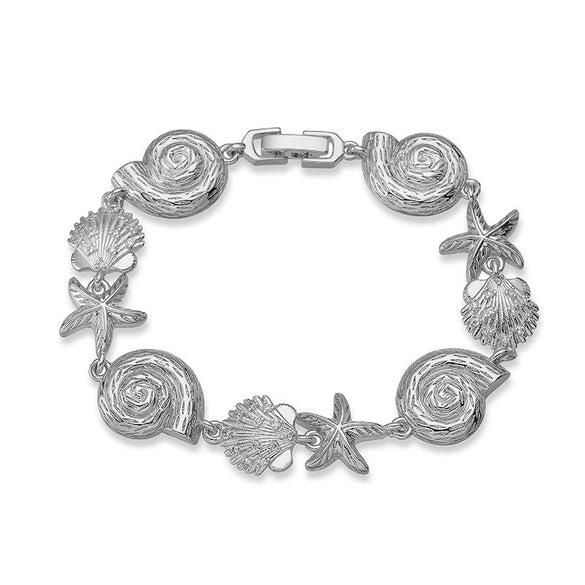 Shell Conch Starfish Stitching Copper Bracelet With Star Animal Zodiac Pattern Electroplating For Women