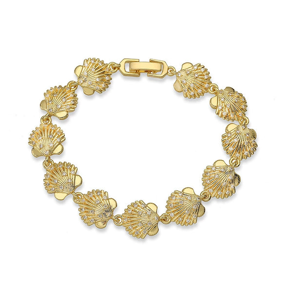 Shell Conch Starfish Stitching Copper Bracelet With Star Animal Zodiac Pattern Electroplating For Women