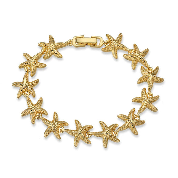 Shell Conch Starfish Stitching Copper Bracelet With Star Animal Zodiac Pattern Electroplating For Women