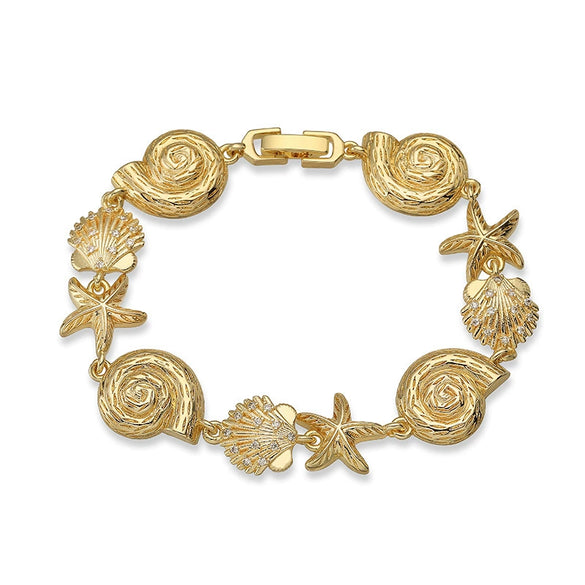 Shell Conch Starfish Stitching Copper Bracelet With Star Animal Zodiac Pattern Electroplating For Women