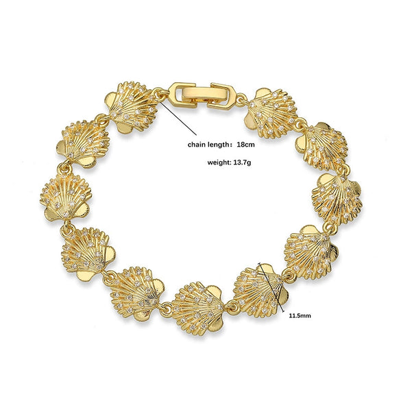 Shell Conch Starfish Stitching Copper Bracelet With Star Animal Zodiac Pattern Electroplating For Women