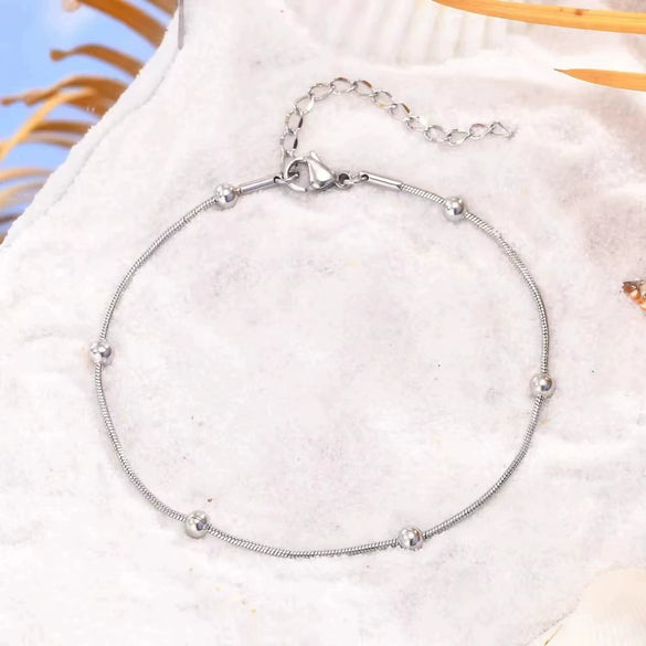 Shell Conch Tassel Anklet Stainless Steel Drop Shape Baroque Marine Jewelry For Women