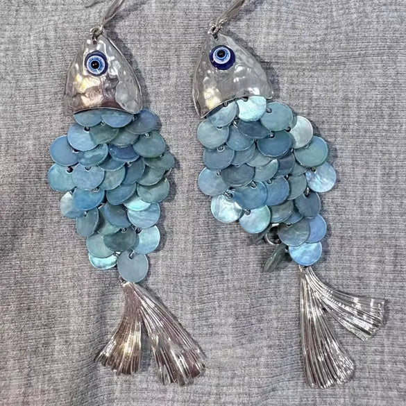 Shell Fishshaped Animal Pattern Tassel Pendant Earrings For Women