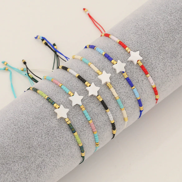 Shell Fivepointed Star Woven Bracelet For Women