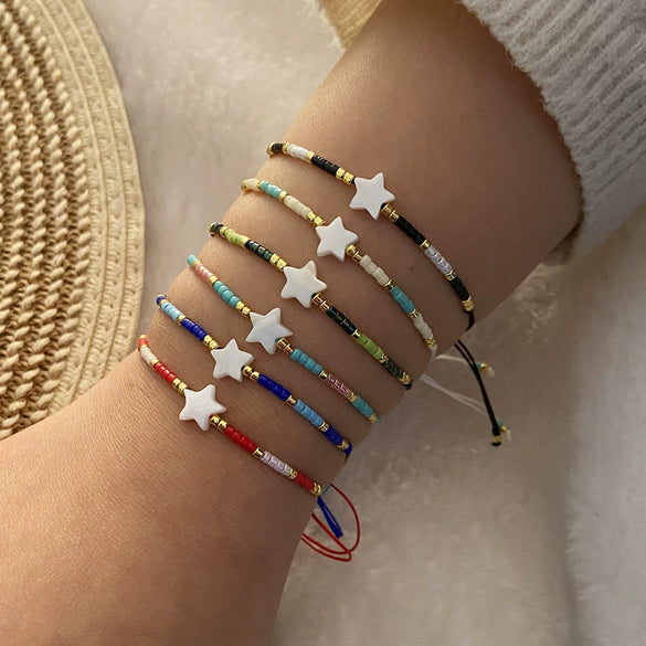Shell Fivepointed Star Woven Bracelet For Women