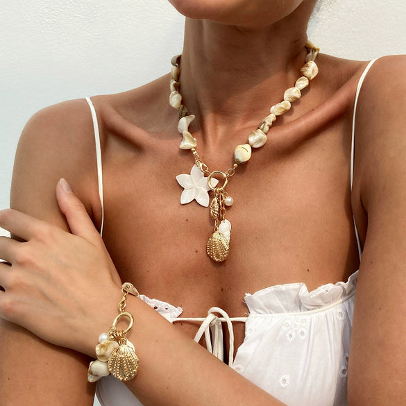 Shell Flower Animal Zodiac Electroplated Handmade Women's Pendant Necklace