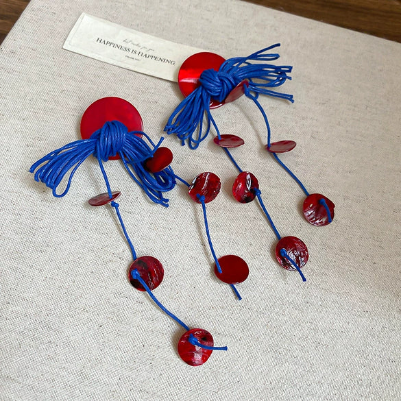 Shell Geometric Electroplated Tassel Earrings For Women