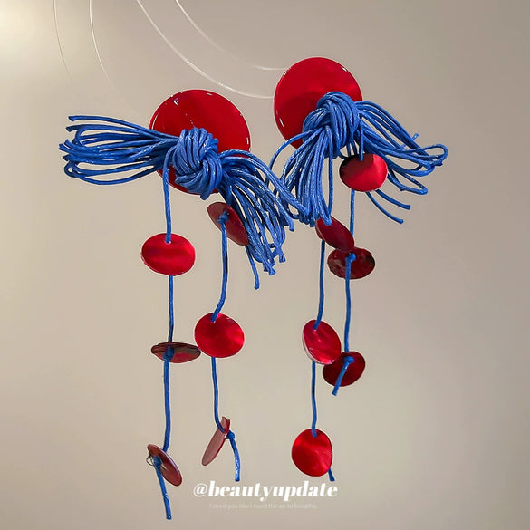 Shell Geometric Electroplated Tassel Earrings For Women