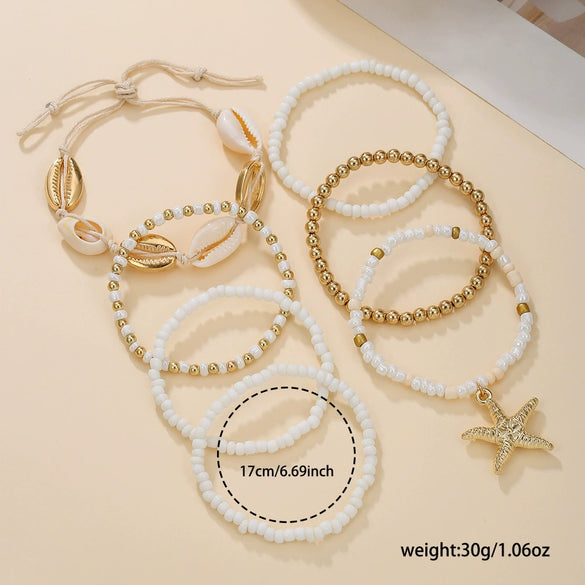 Shell Geometric Handmade Stacked Bracelet Unisex Jewelry