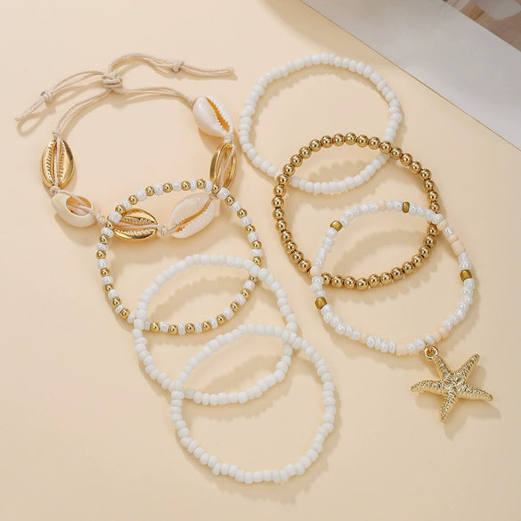 Shell Geometric Handmade Stacked Bracelet Unisex Jewelry