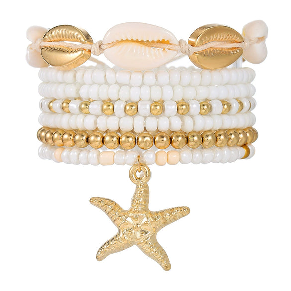 Shell Geometric Handmade Stacked Bracelet Unisex Jewelry