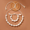 Shell Geometric Pattern Manual Woven Bracelet And Necklace For Women