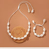 Shell Geometric Pattern Manual Woven Bracelet And Necklace For Women
