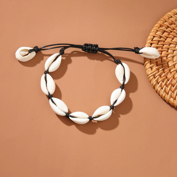 Shell Geometric Pattern Manual Woven Bracelet And Necklace For Women