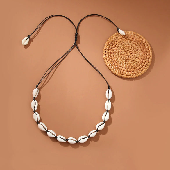 Shell Geometric Pattern Manual Woven Bracelet And Necklace For Women