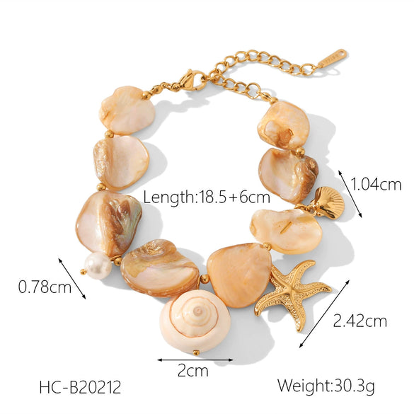 Shell Geometric Starfish Hand Knitted Women's Beaded Pearl Clavicle Necklace