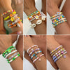 Shell Handmade Geometric And Flower Patterned Starfish Pendant Stacked Bracelet For Women
