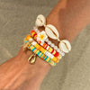 Shell Handmade Geometric And Flower Patterned Starfish Pendant Stacked Bracelet For Women
