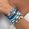 Shell Handmade Geometric And Flower Patterned Starfish Pendant Stacked Bracelet For Women