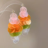 Shell Handmade Geometric Round Tassel Earrings For Women Light Luxury Sweet Small Fresh All Match