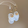 Shell Handmade Geometric Round Tassel Earrings For Women Light Luxury Sweet Small Fresh All Match