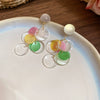Shell Handmade Geometric Round Tassel Earrings For Women Light Luxury Sweet Small Fresh All Match