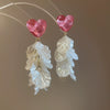 Shell Handmade Geometric Round Tassel Earrings For Women Light Luxury Sweet Small Fresh All Match
