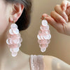 Shell Handmade Geometric Round Tassel Earrings For Women Light Luxury Sweet Small Fresh All Match