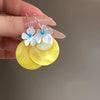 Shell Handmade Geometric Round Tassel Earrings For Women Light Luxury Sweet Small Fresh All Match