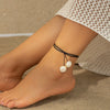 Shell Leather Wax Thread Geometric Handmade Conch Shell Tassel Necklace For Women