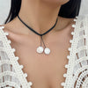 Shell Leather Wax Thread Geometric Handmade Conch Shell Tassel Necklace For Women