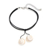 Shell Leather Wax Thread Geometric Handmade Conch Shell Tassel Necklace For Women