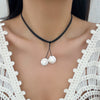 Shell Leather Wax Thread Geometric Handmade Conch Shell Tassel Necklace For Women