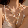 Shell Pearl Stainless Steel Necklace Marine Series Vacation Style Electroplated Jewelry For Women