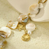 Shell Pearl Stainless Steel Necklace Marine Series Vacation Style Electroplated Jewelry For Women