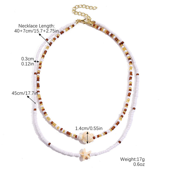 Shell Pendant Necklace With Pearl Chain Star Geometric Animal Zodiac Pure Handmade For Women