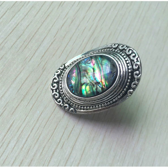 Shell Ring Exaggerated Retro Carved Oval Geometric Electroplated
